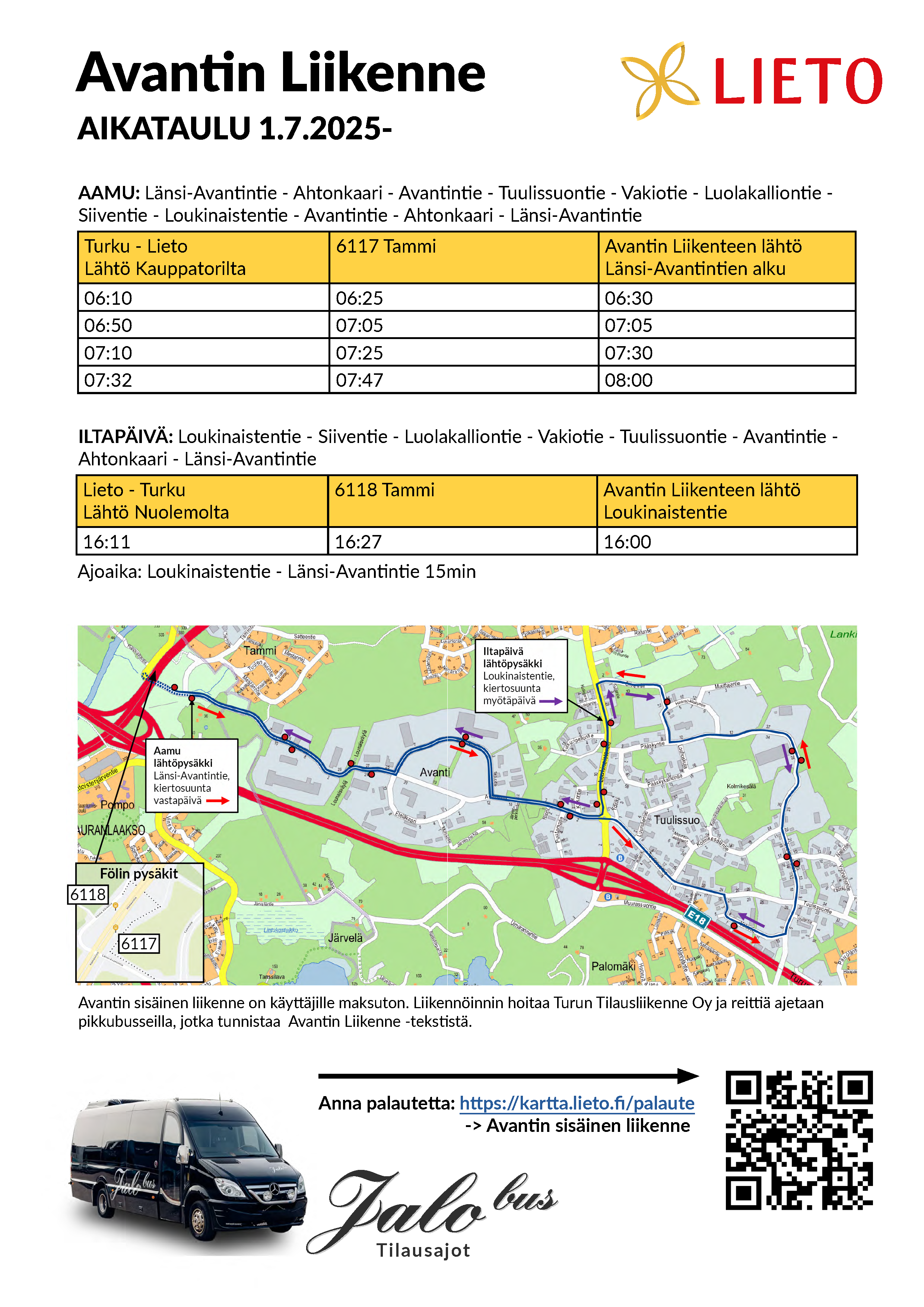 Avantin sisäinen liikenne 1.7.2025 alkaen